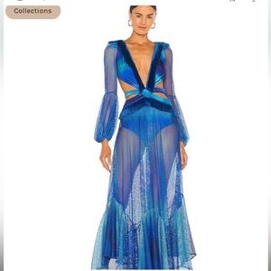 Patbo Blue Netted Ombre Knit Cut Out Dress M